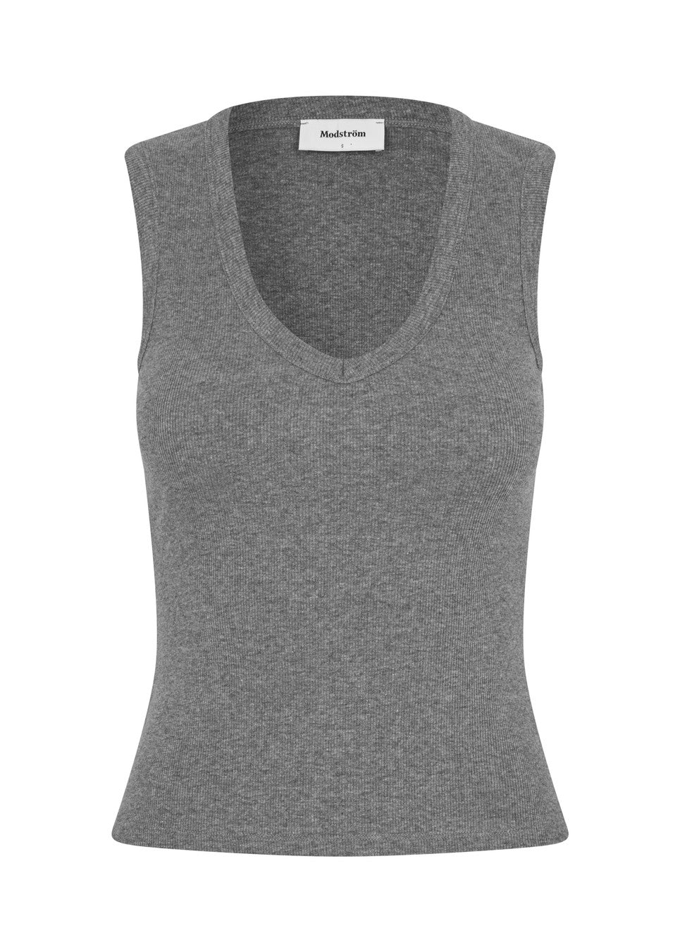 Modström Igor V-Neck Top - Dark Grey Melange
