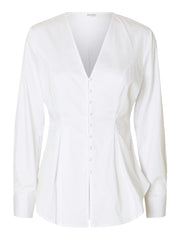 Selected Femme Naja Fitted Buttoned Shirt - Bright White