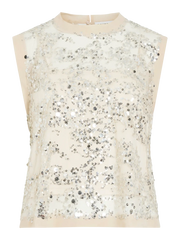 Rouge Edit Leona O-Neck Top Silver Sequins