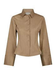 Neo Noir Rosa Pinstripe Shirt - Dark Sand