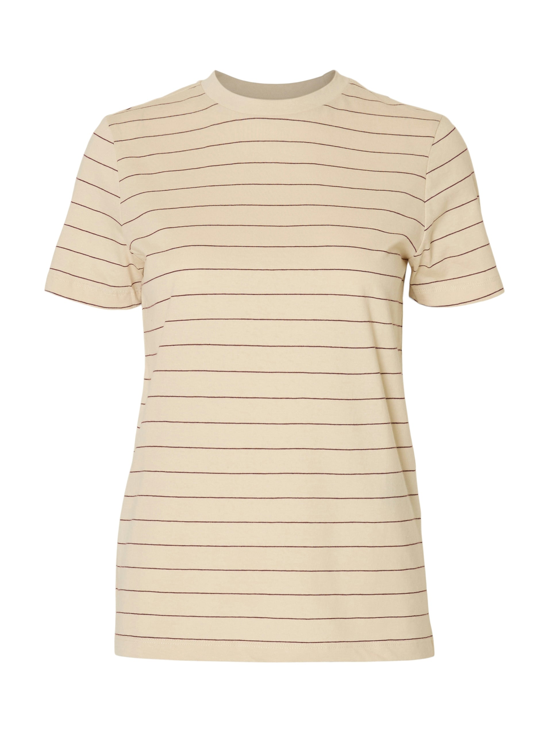 Selected Femme Jessy Stripe Tee - Oatmeal Zinfandel