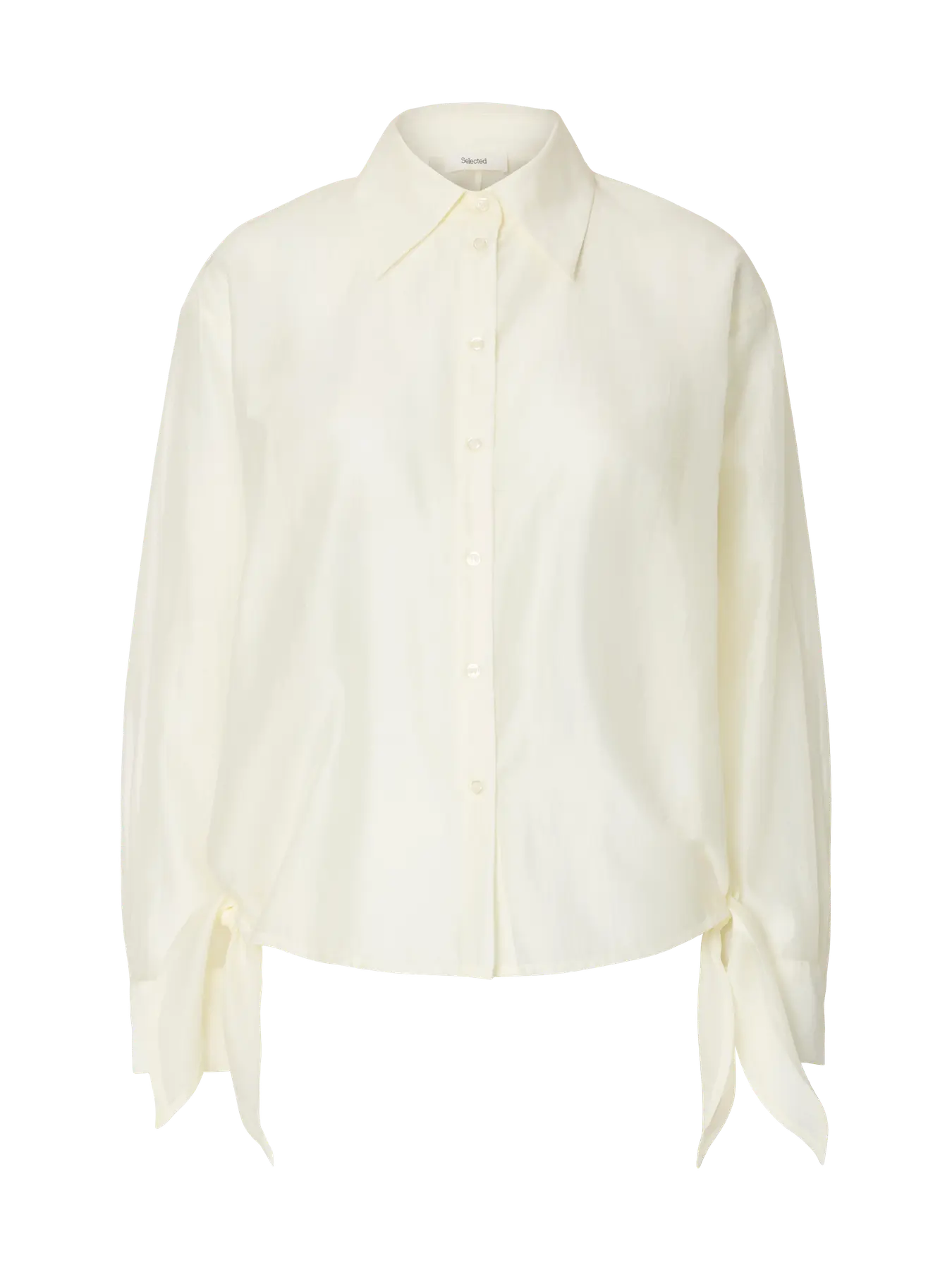 Selected Femme Iris Relaxed Tie Detail Shirt - Egret