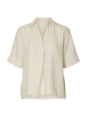 Selected Femme Marie 2/4 Top - Egret Stripes