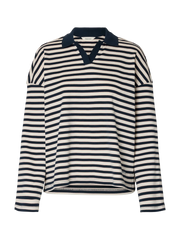 Selected Femme Milly LS Polo - Dark Sapphire Egret Stripe