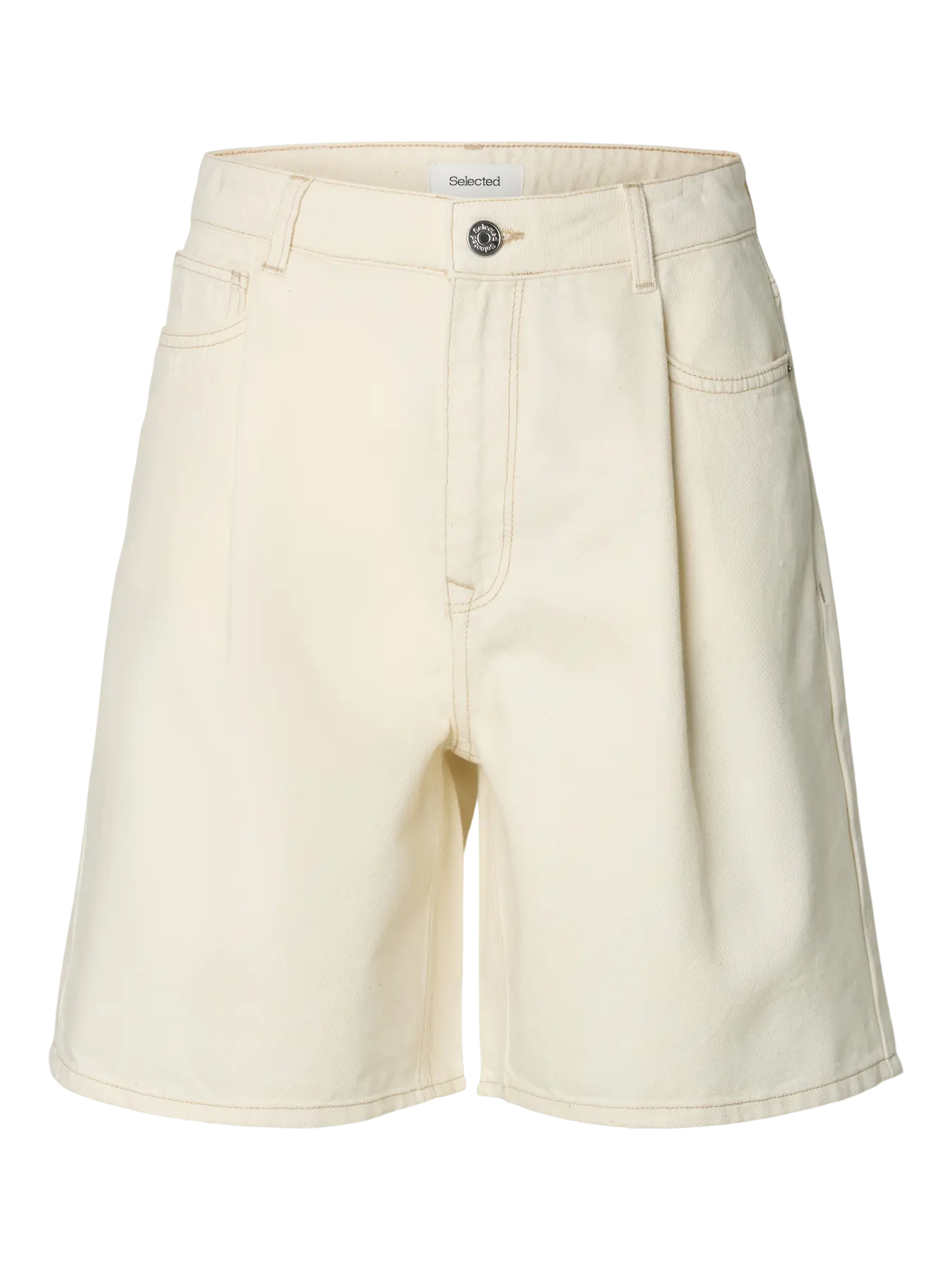 Selected Femme Wide Tenna Denim Shorts - Egret