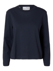 Selected Femme Essential LS Boxy Tee - Dark Sapphire
