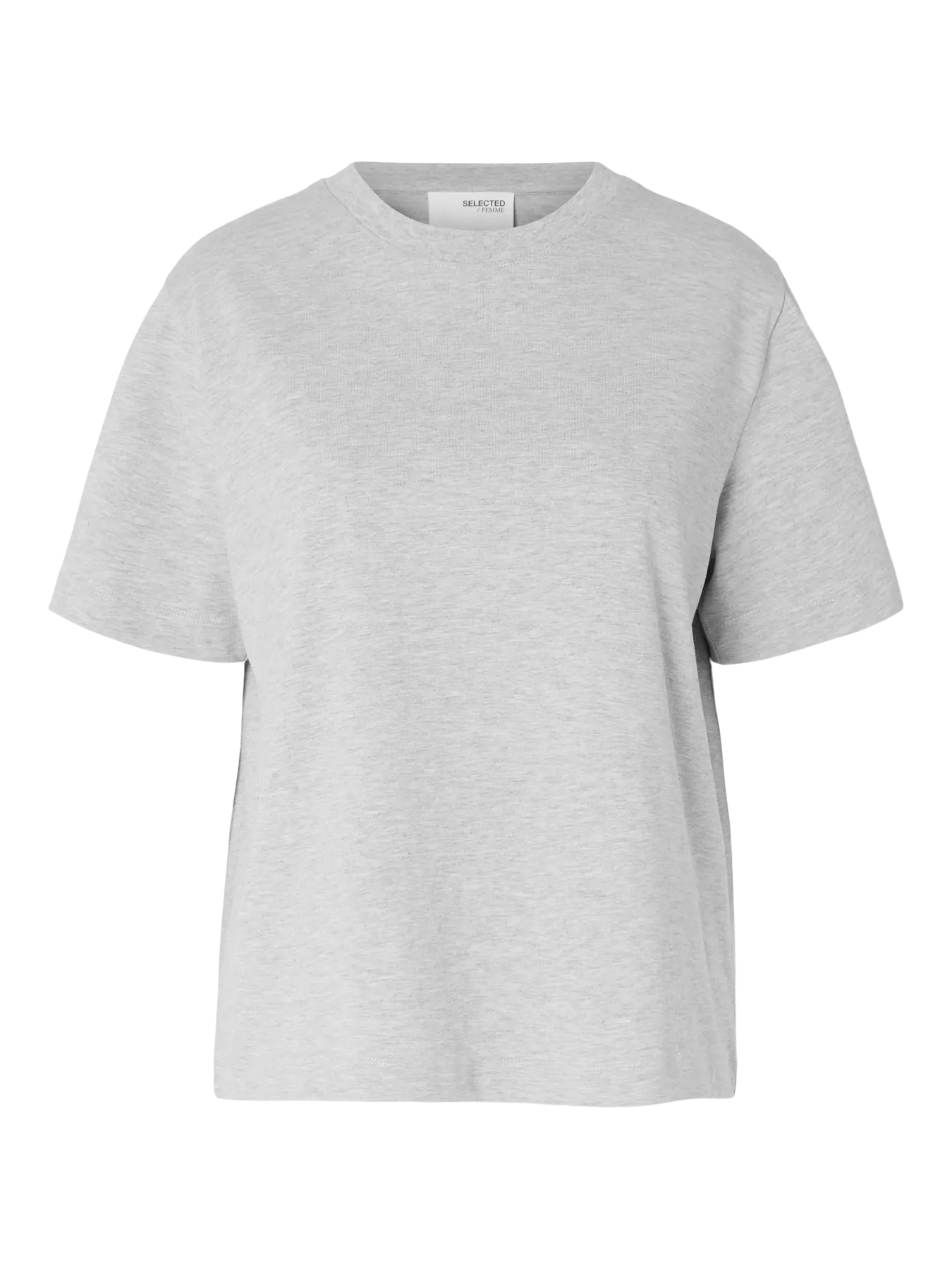 Selected Femme Essential LS Boxy Tee - Light Grey Melange
