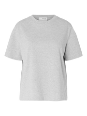 Selected Femme Essential LS Boxy Tee - Light Grey Melange