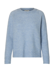 Selected Femme Lulu LS Knit O-Neck - Cashmere Blue Melange