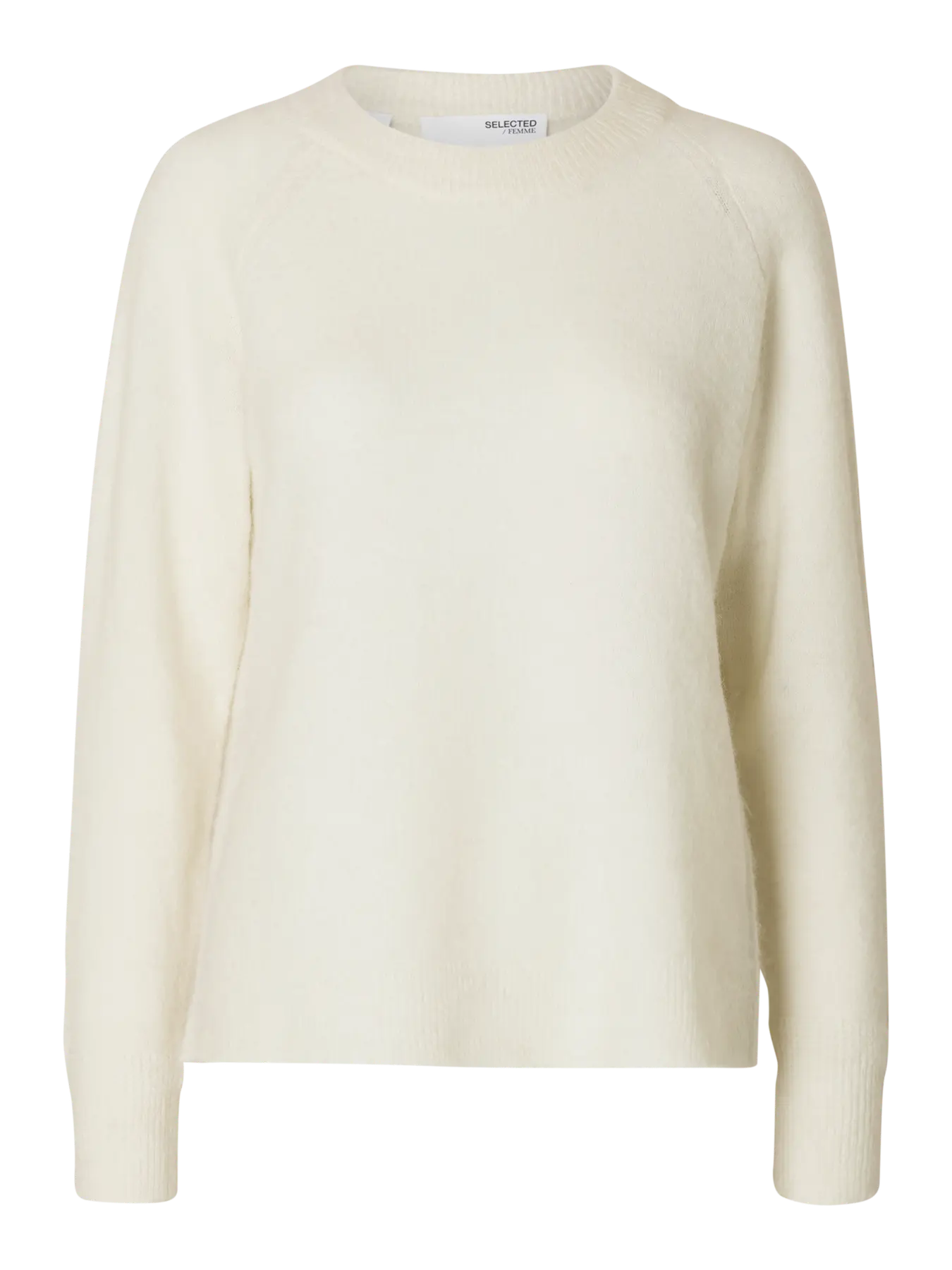 Selected Femme Lulu LS Knit O-Neck - Snow White Melange