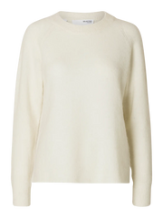 Selected Femme Lulu LS Knit O-Neck - Snow White Melange