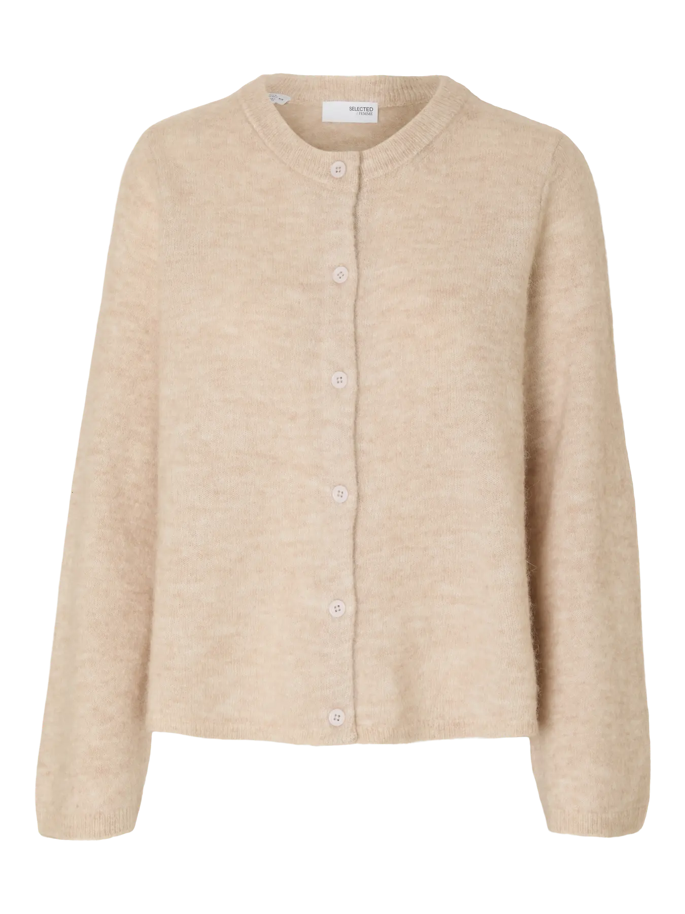 Selected Femme Lulu New LS Knit Cardigan - Birch Melange