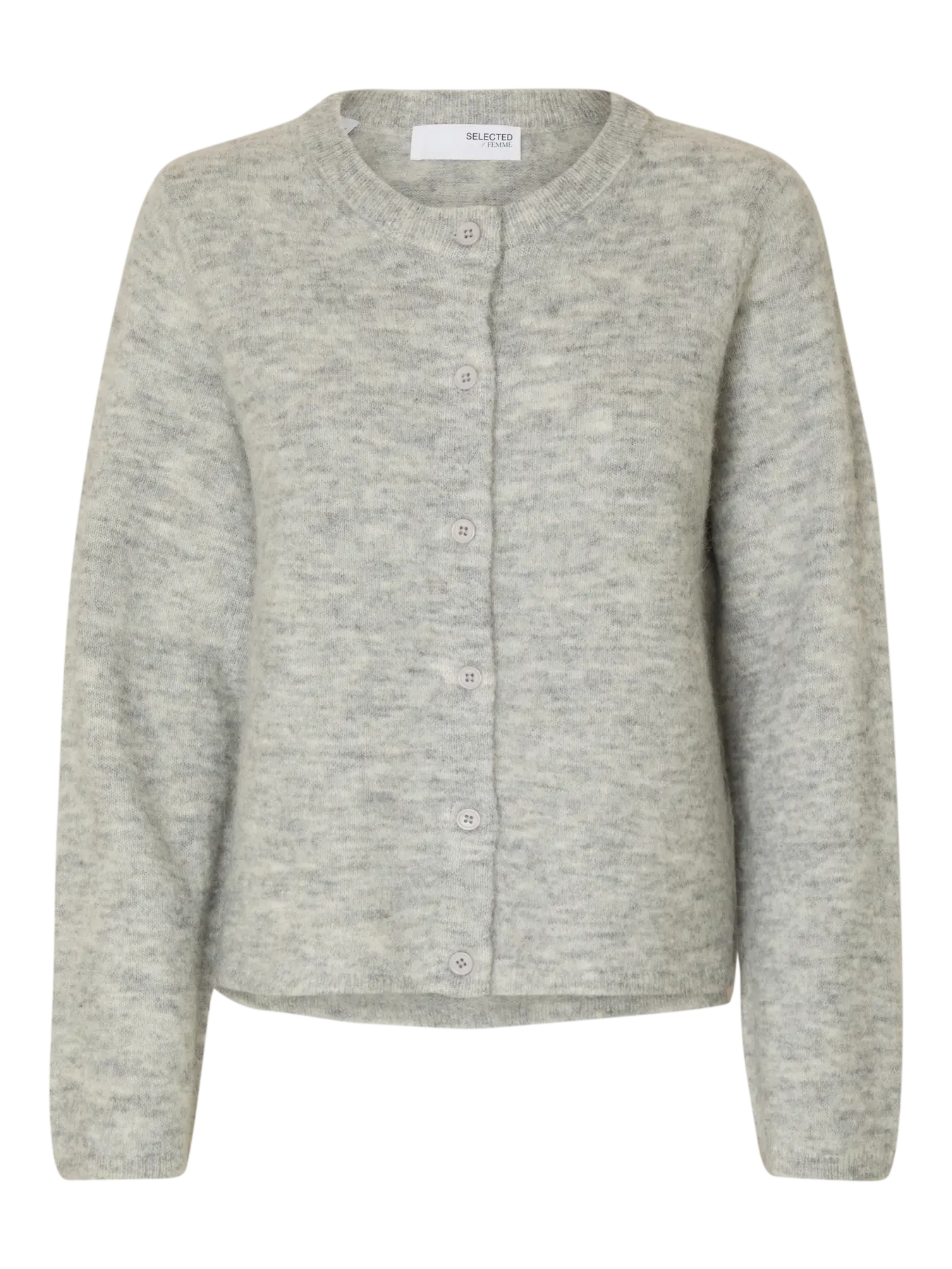 Selected Femme Lulu New LS Knit Cardigan - Light Grey Melange