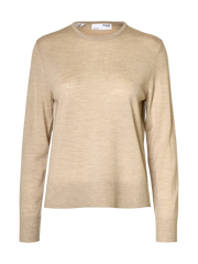 Selected Femme Thea LS Knit Merino O-Neck - Oatmeal