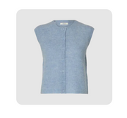 Selected Femme Lulu SL Button O-Neck Vest - Cashmere Blue Melange