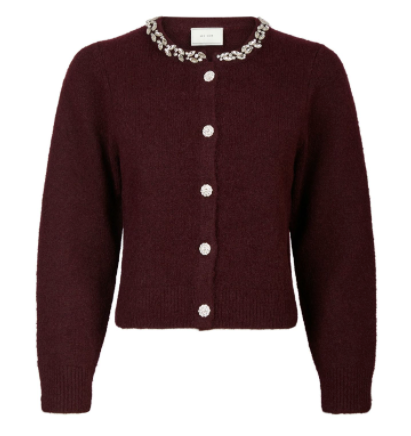 Neo Noir - Marie Stone Knit Cardigan - Wine