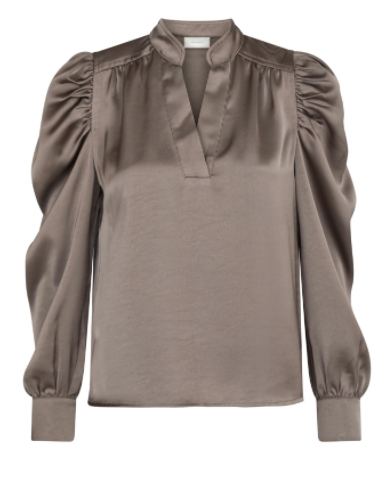 Neo noir - Rosslyn Heavy Sateen Blouse - Warm Grey