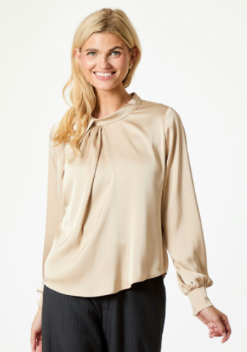 Neo Noir - Fairy Drapy Satin Blouse - Champagne