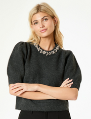 Neo Noir - Maia Stone Knit Blouse - Antracit Melange