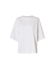 Selected Femme Col 2/4 Oversized Tee - Bright White