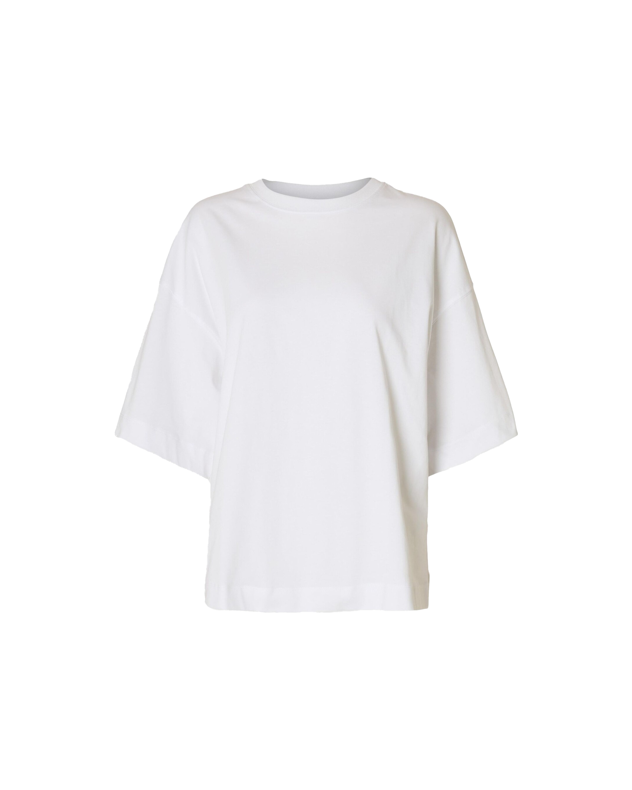 Selected Femme Col 2/4 Oversized Tee - Bright White