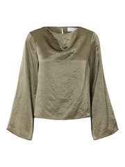 Selected Femme Selene Draped Neckline Top - Vetiver