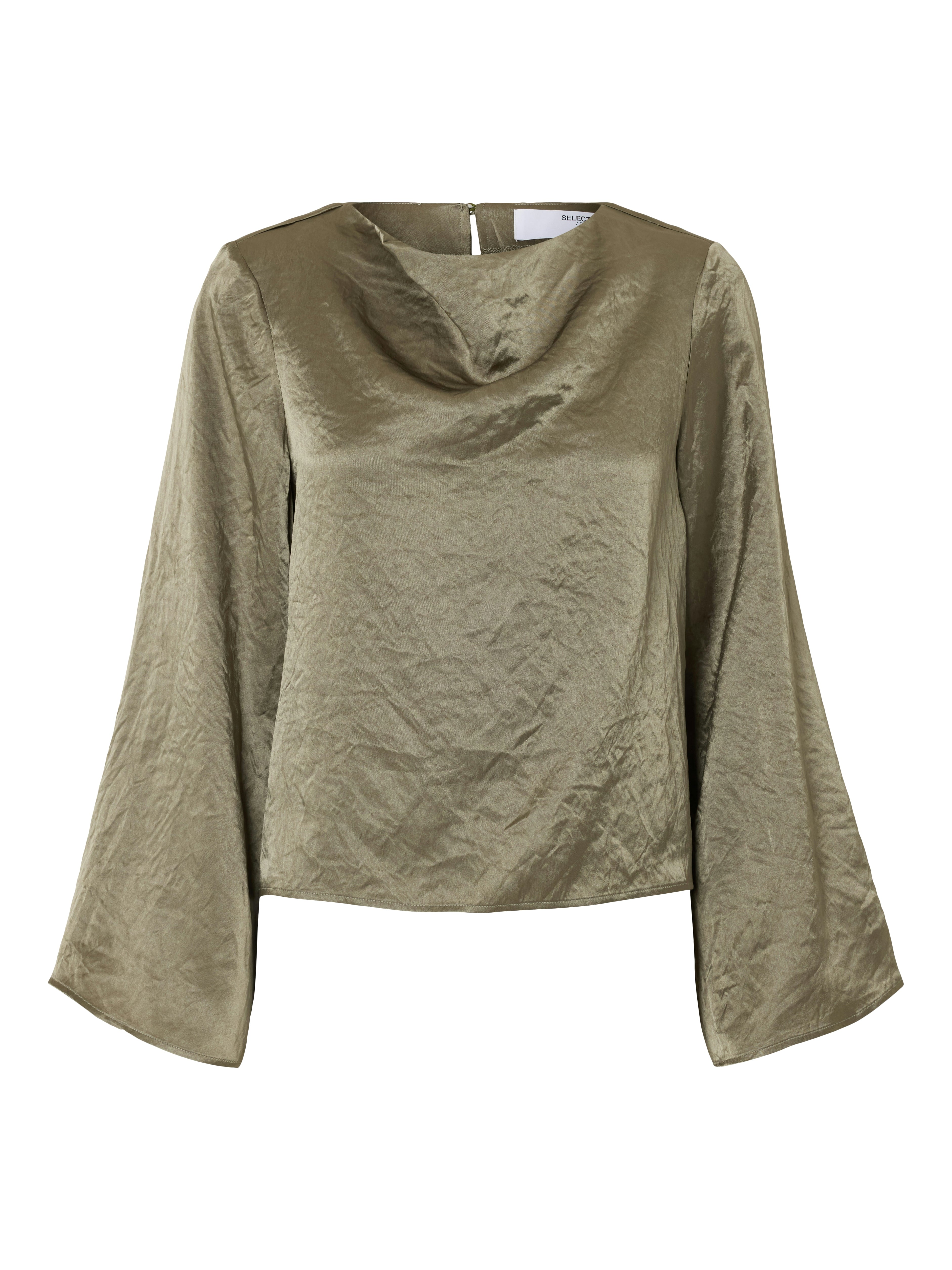 Selected Femme Selene Draped Neckline Top - Vetiver