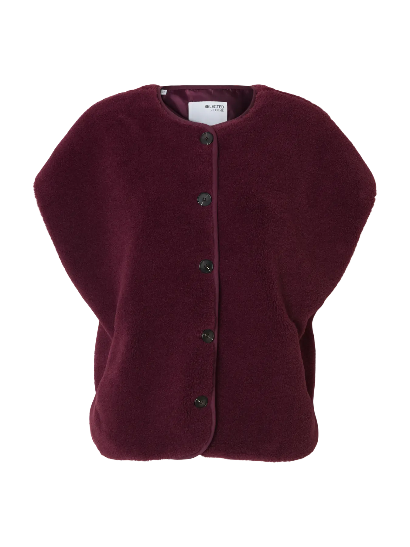 Selected Femme Smilla Short Teddy Vest - Fig