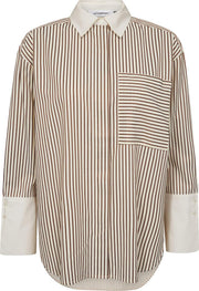 Co'couture Avara Stripe Shirt - Bone/Brown