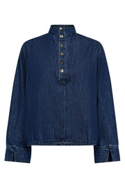 Co'couture Azmina Denim Placket Blouse - Denim blue