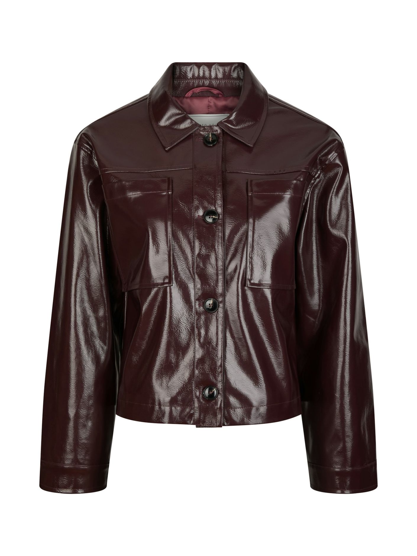 Neo Noir Emilia Patent Jacket - Burgundy