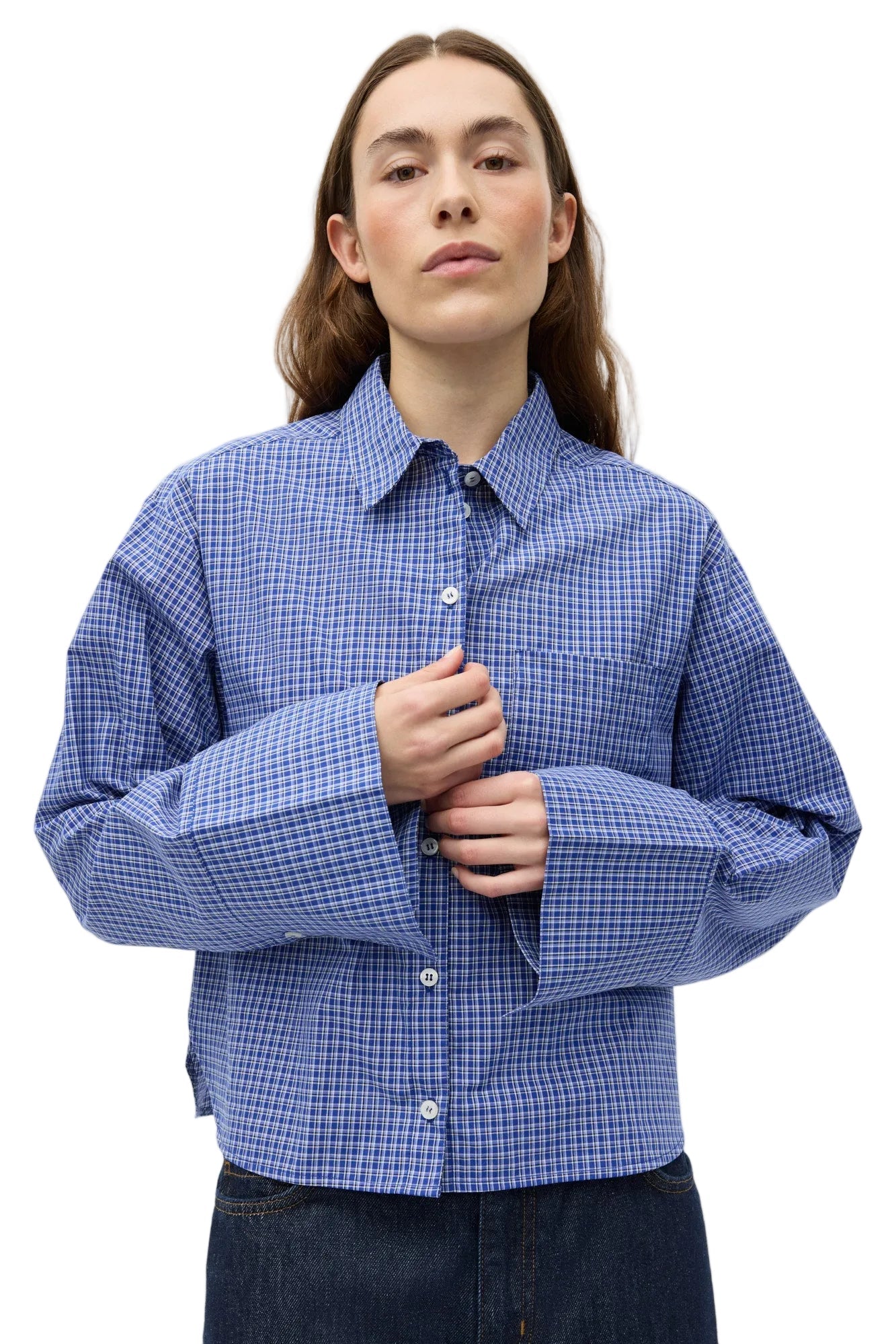 Envii Web LS Short Shirt - Classic Blue Check