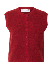 Selected Femme Lulu Sleeveless Button O-Neck Vest - Equestrian Red