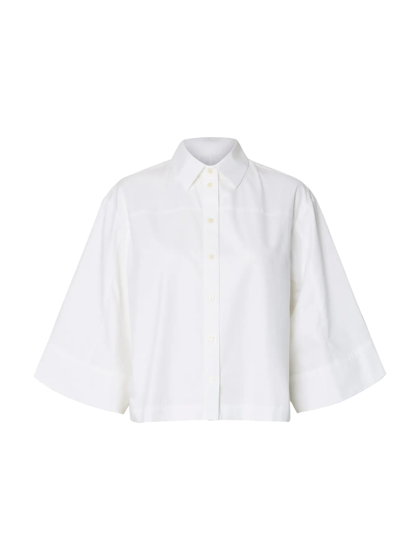 Selected Femme Esther Relaxed 3/4 Cropped Shirt - Bright White