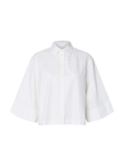 Selected Femme Esther Relaxed 3/4 Cropped Shirt - Bright White