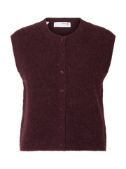 Selected Femme Lulu Sleeveless Button O-Neck Vest - Fig