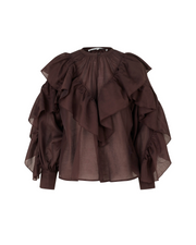 Second Female Fria Frill Blouse - Chocolate Plum