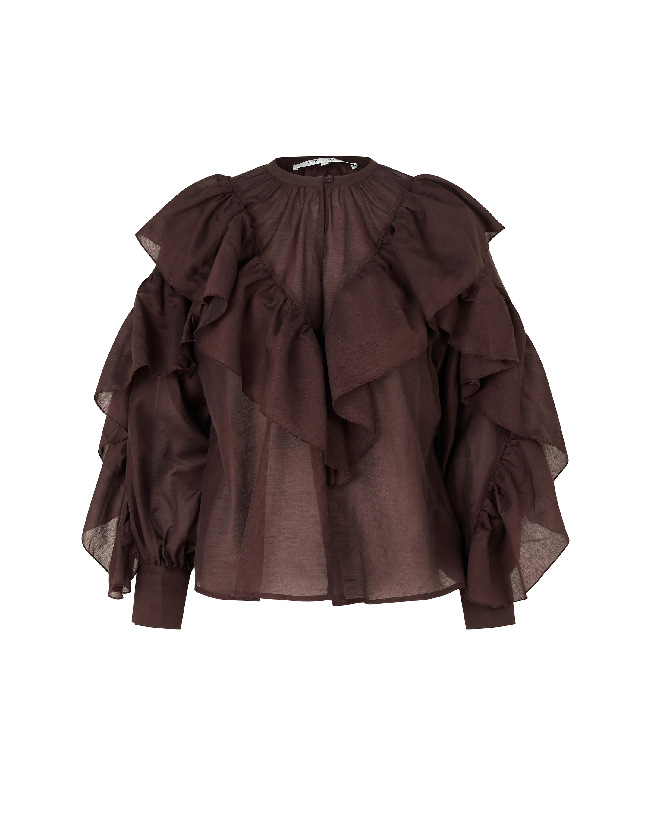 Second Female Fria Frill Blouse - Chocolate Plum