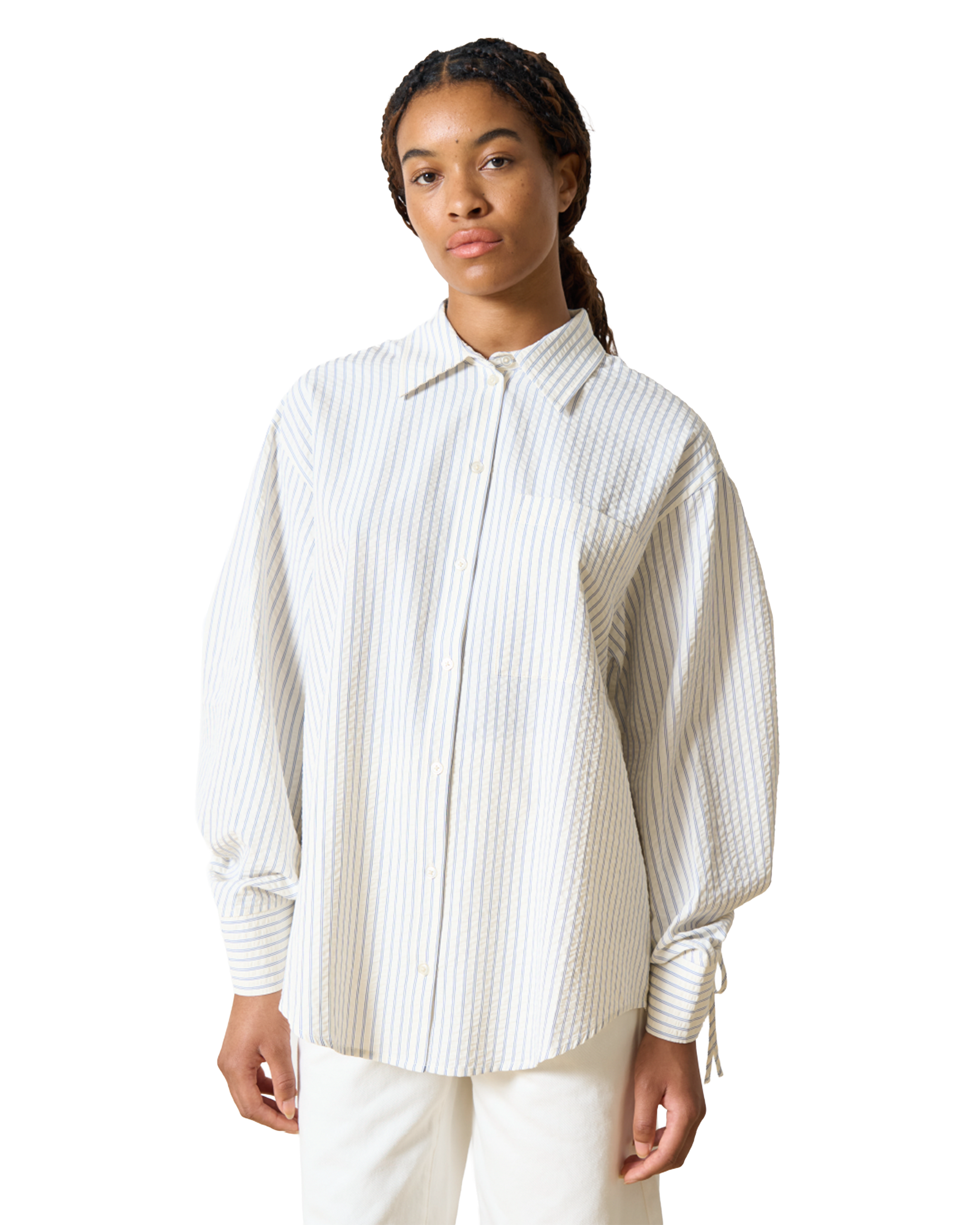 Edited Hanni Shirt - Cream and Blue Stripe