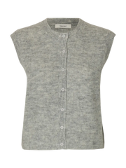 Selected Femme Lulu Sleeveless Button O-Neck Vest - Light Grey Melange
