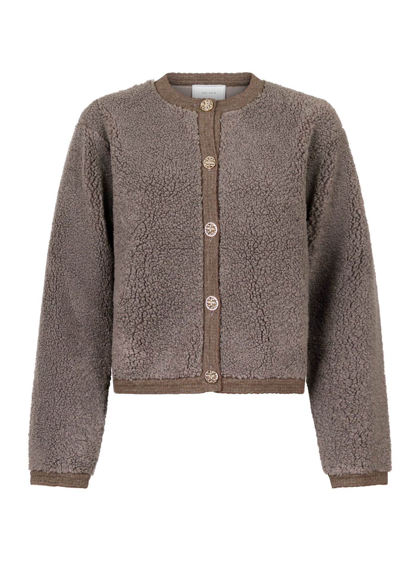 Neo Noir Limo Fluffy Knit Cardigan - Iron
