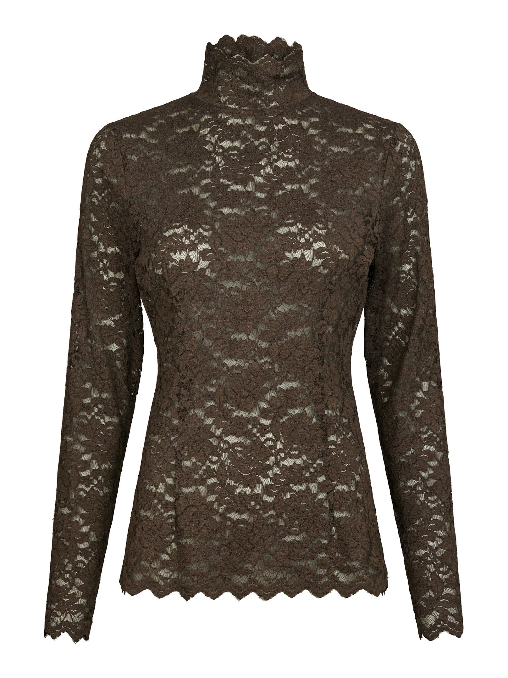 Neo Noir Liza Laceflower Blouse - Chocolate Brown