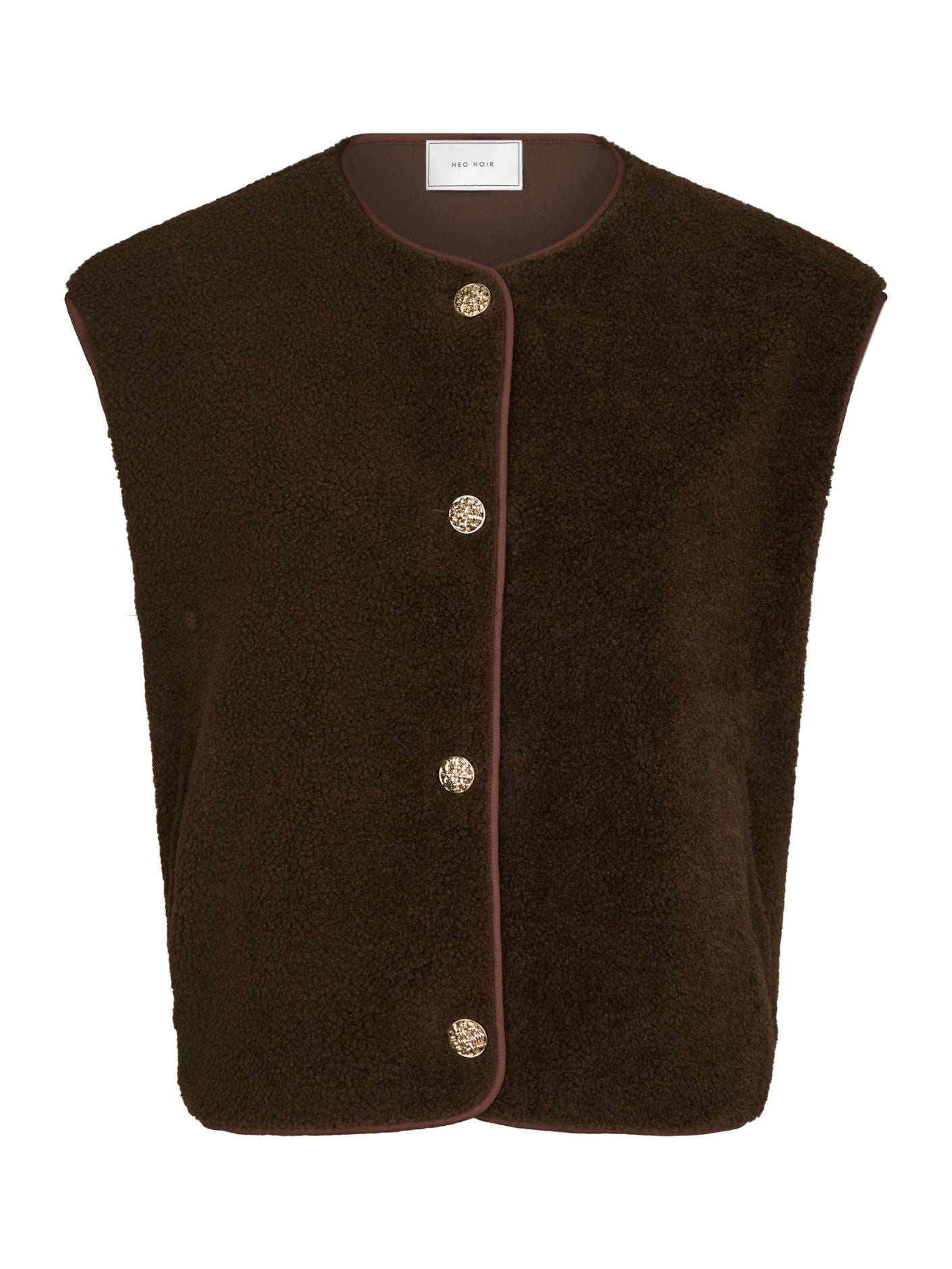 Neo Noir Mariko Teddy Vest - Dark Brown