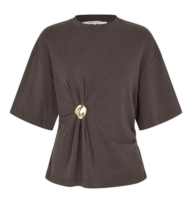Second Female Enora Brooch Tee - Chocolate Torte