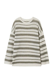 American Vintage Bodyrow Sweat - Polaire Raye Algue Chine