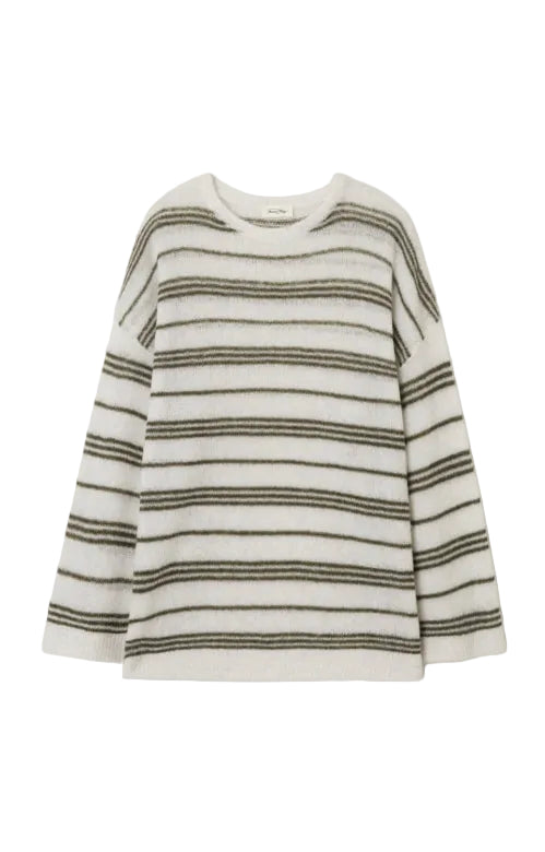 American Vintage Bodyrow Sweat - Polaire Raye Algue Chine