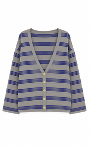 American Vintage Bodyrow Cardigan - Gris Raye Vague Chine