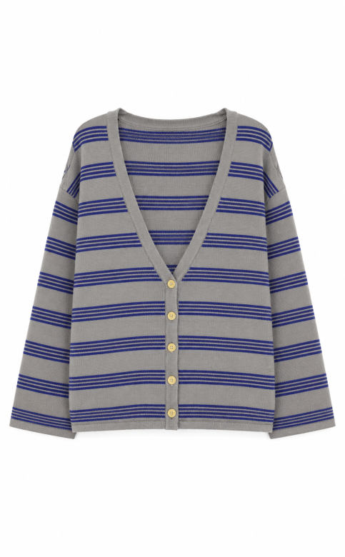 American Vintage Bodyrow Cardigan - Gris Raye Vague Chine