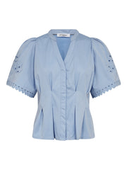 Co'couture Poppy Emb SS V-Shirt - Pale Blue