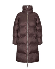 Second Female Riya Long Puffer Jacket - Chocolate Plum